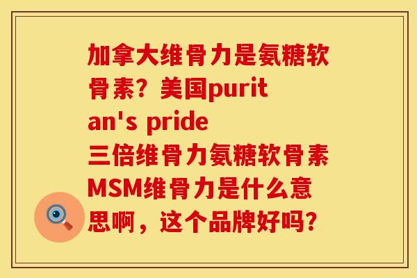 加拿大维骨力是氨糖软骨素？美国puritan's pride三倍维骨力氨糖软骨素MSM维骨力是什么意思啊，这个品牌好吗？