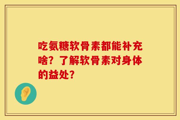 吃氨糖软骨素都能补充啥？了解软骨素对身体的益处？
