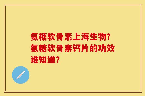 氨糖软骨素上海生物？氨糖软骨素钙片的功效谁知道？