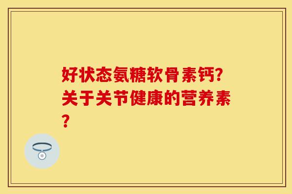 好状态氨糖软骨素钙？关于关节健康的营养素？