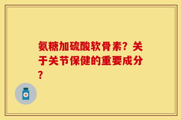 氨糖加硫酸软骨素？关于关节保健的重要成分？
