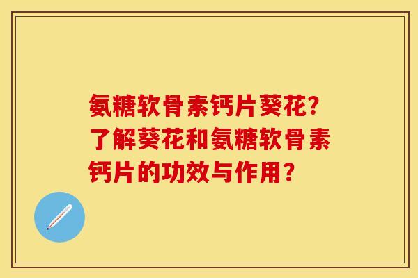 氨糖软骨素钙片葵花?了解葵花和氨糖软骨素钙片的功效与作用? 氨糖软骨素钙片葵花?了解葵花和氨糖软骨素钙片的功效与作用?