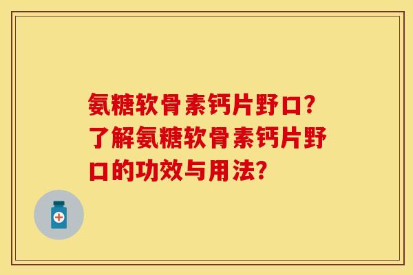 氨糖软骨素钙片野口？了解氨糖软骨素钙片野口的功效与用法？