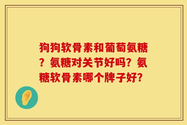 狗狗软骨素和葡萄氨糖？氨糖对关节好吗？氨糖软骨素哪个牌子好？