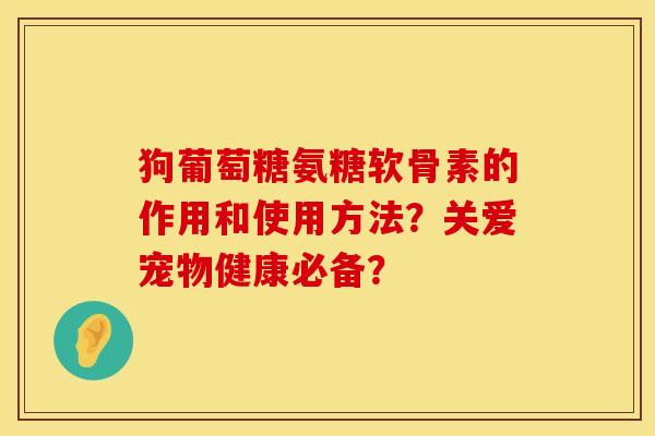 狗葡萄糖氨糖软骨素的作用和使用方法？关爱宠物健康必备？