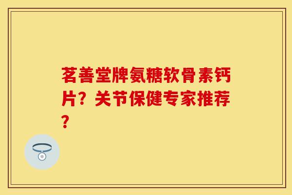 茗善堂牌氨糖软骨素钙片？关节保健专家推荐？