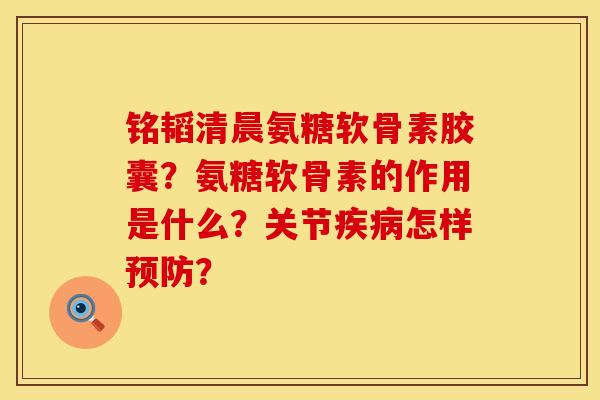 铭韬清晨氨糖软骨素胶囊？氨糖软骨素的作用是什么？关节疾病怎样预防？