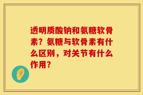 透明质酸钠和氨糖软骨素？氨糖与软骨素有什么区别，对关节有什么作用？