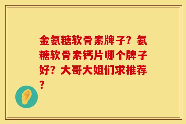 金氨糖软骨素牌子？氨糖软骨素钙片哪个牌子好？大哥大姐们求推荐？