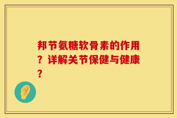邦节氨糖软骨素的作用？详解关节保健与健康？