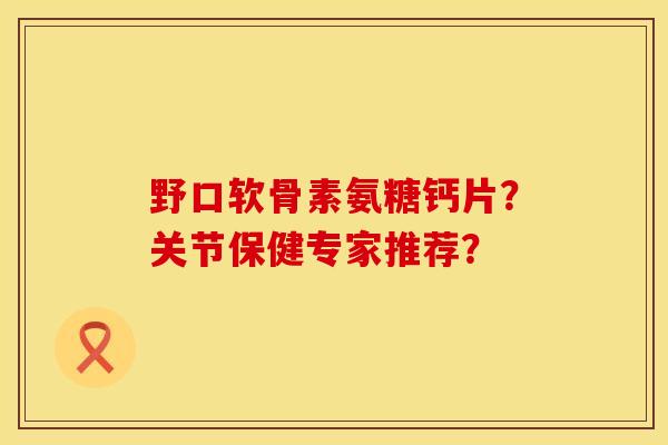 野口软骨素氨糖钙片？关节保健专家推荐？