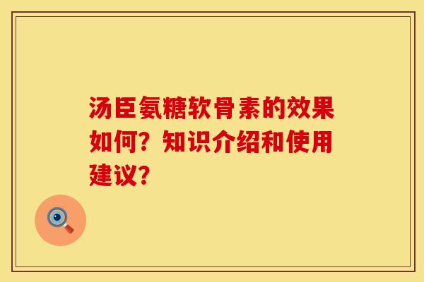 汤臣氨糖软骨素的效果如何？知识介绍和使用建议？