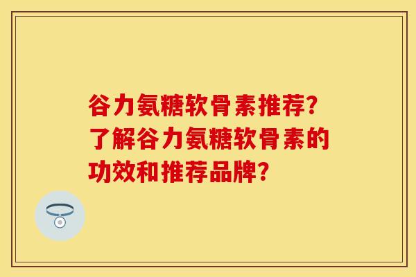 谷力氨糖软骨素推荐？了解谷力氨糖软骨素的功效和推荐品牌？