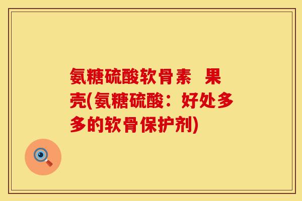 氨糖硫酸软骨素  果壳(氨糖硫酸：好处多多的软骨保护剂)