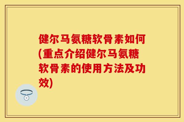 健尔马氨糖软骨素如何(重点介绍健尔马氨糖软骨素的使用方法及功效)