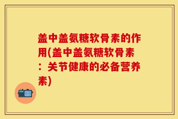 盖中盖氨糖软骨素的作用(盖中盖氨糖软骨素：关节健康的必备营养素)