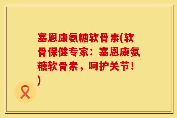 塞恩康氨糖软骨素(软骨保健专家:塞恩康氨糖软骨素,呵护关节!)
