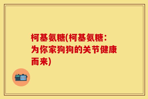 柯基氨糖(柯基氨糖：为你家狗狗的关节健康而来)