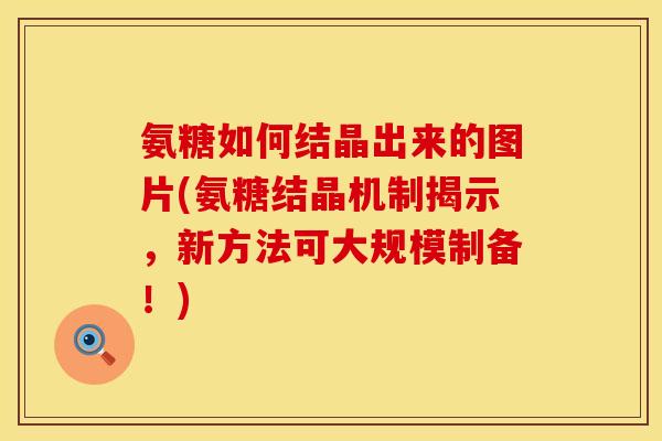 氨糖如何结晶出来的图片(氨糖结晶机制揭示,新方法可大规模制备!) 氨糖如何结晶出来的图片(氨糖结晶机制揭示,新方法可大规模制备!)