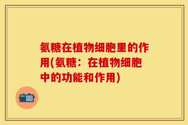 氨糖在植物细胞里的作用(氨糖：在植物细胞中的功能和作用)