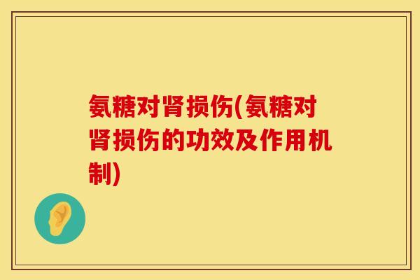氨糖对肾损伤(氨糖对肾损伤的功效及作用机制)