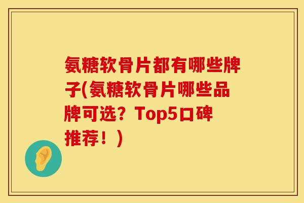 氨糖软骨片都有哪些牌子(氨糖软骨片哪些品牌可选？Top5口碑推荐！)