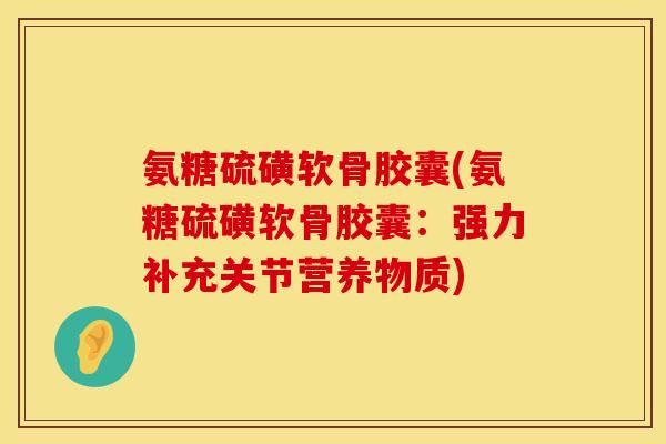 氨糖硫磺软骨胶囊(氨糖硫磺软骨胶囊:强力补充关节营养物质)