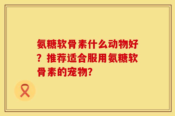 氨糖软骨素什么动物好？推荐适合服用氨糖软骨素的宠物？
