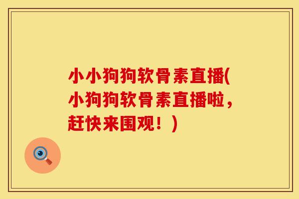 小小狗狗软骨素直播(小狗狗软骨素直播啦，赶快来围观！)