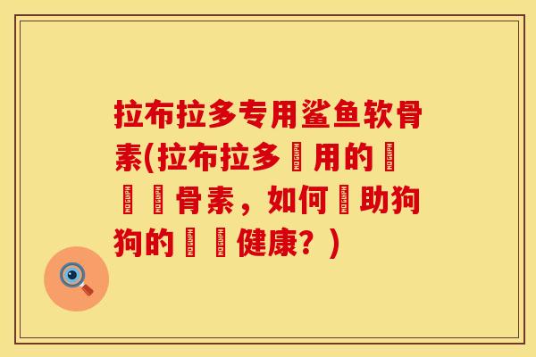 拉布拉多专用鲨鱼软骨素(拉布拉多專用的鯊魚軟骨素,如何幫助狗狗的關節健康?) 拉布拉多专用鲨鱼软骨素(拉布拉多專用的鯊魚軟骨素,如何幫助狗狗的關節健康?)