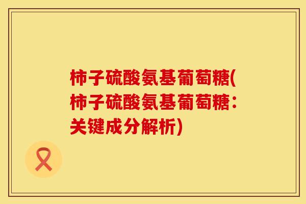 柿子硫酸氨基葡萄糖(柿子硫酸氨基葡萄糖:关键成分解析)