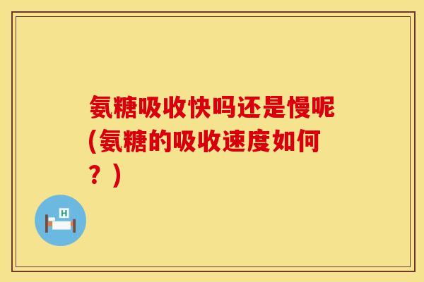 氨糖吸收快吗还是慢呢(氨糖的吸收速度如何？)