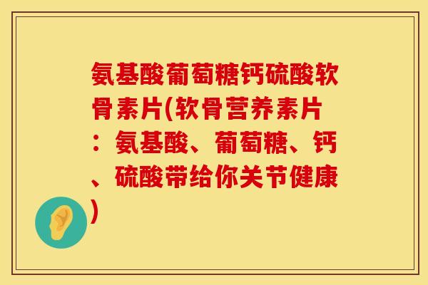 氨基酸葡萄糖钙硫酸软骨素片(软骨营养素片：氨基酸、葡萄糖、钙、硫酸带给你关节健康)