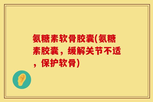 氨糖素软骨胶囊(氨糖素胶囊，缓解关节不适，保护软骨)