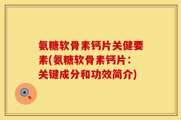 氨糖软骨素钙片关健要素(氨糖软骨素钙片：关键成分和功效简介)