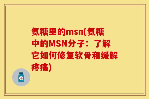 氨糖里的msn(氨糖中的MSN分子:了解它如何修复软骨和缓解) 氨糖里的msn(氨糖中的MSN分子:了解它如何修复软骨和缓解)