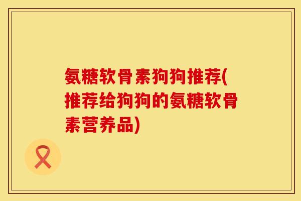 氨糖软骨素狗狗推荐(推荐给狗狗的氨糖软骨素营养品)