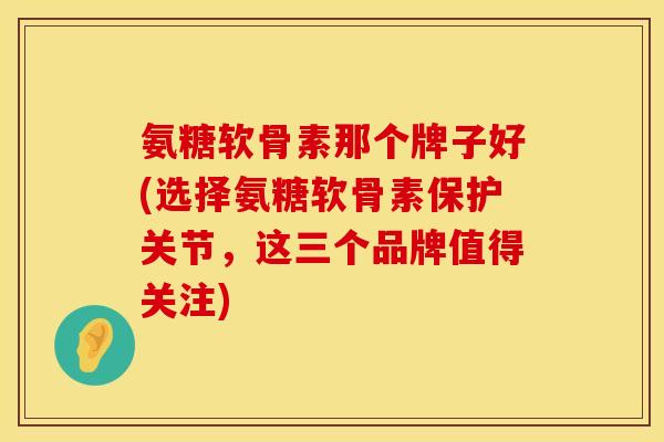氨糖软骨素那个牌子好(选择氨糖软骨素保护关节,这三个品牌值得关注)