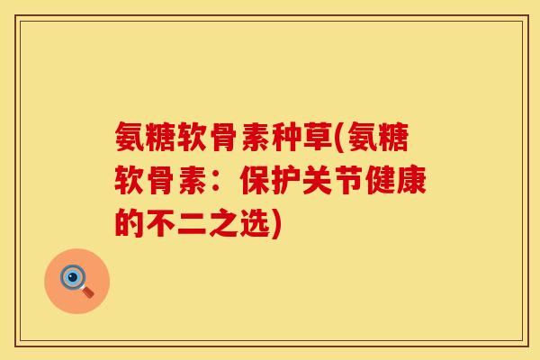 氨糖软骨素种草(氨糖软骨素：保护关节健康的不二之选)