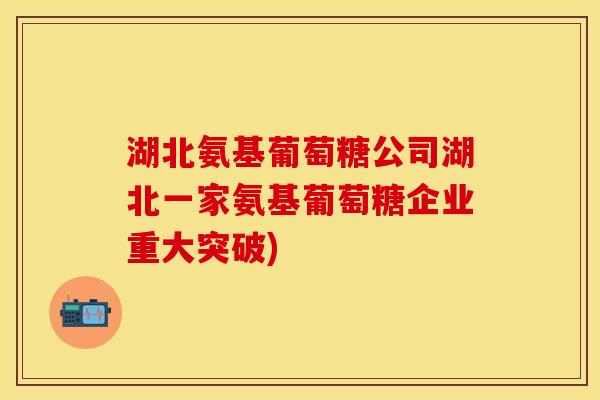 湖北氨基葡萄糖公司湖北一家氨基葡萄糖企业重大突破)