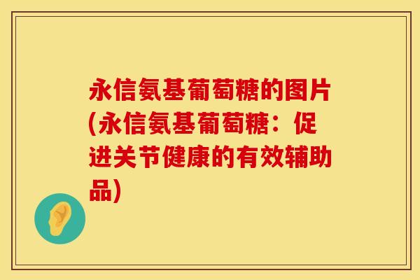 永信氨基葡萄糖的图片(永信氨基葡萄糖：促进关节健康的有效辅助品)