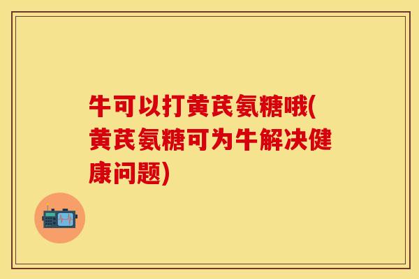 牛可以打黄芪氨糖哦(黄芪氨糖可为牛解决健康问题)