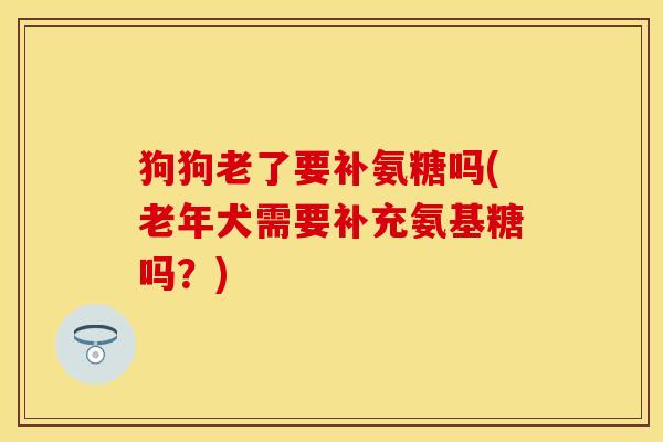 狗狗老了要补氨糖吗(老年犬需要补充氨基糖吗？)