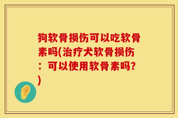 狗软骨损伤可以吃软骨素吗(治疗犬软骨损伤：可以使用软骨素吗？)