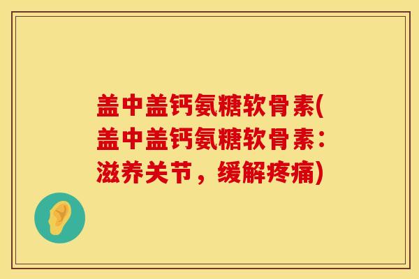 盖中盖钙氨糖软骨素(盖中盖钙氨糖软骨素：滋养关节，缓解疼痛)