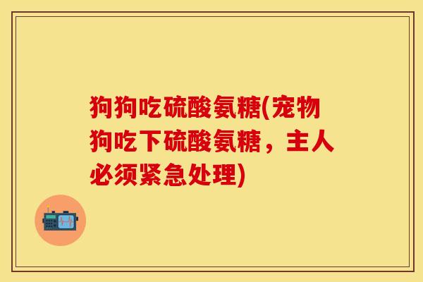 狗狗吃硫酸氨糖(宠物狗吃下硫酸氨糖，主人必须紧急处理)