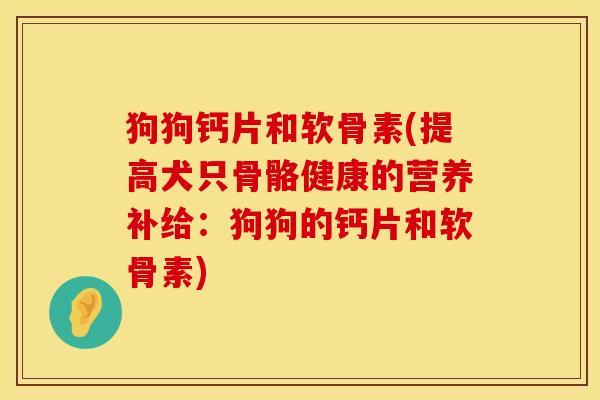狗狗钙片和软骨素(提高犬只骨骼健康的营养补给：狗狗的钙片和软骨素)