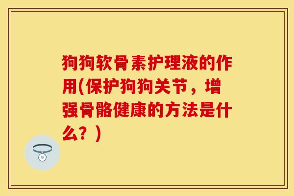 狗狗软骨素护理液的作用(保护狗狗关节，增强骨骼健康的方法是什么？)