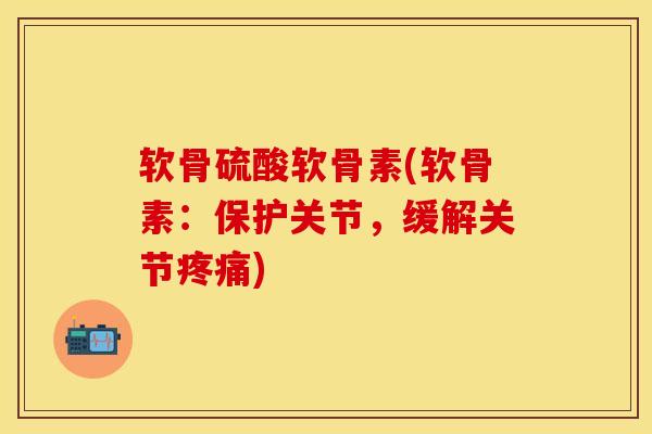 软骨硫酸软骨素(软骨素：保护关节，缓解关节疼痛)