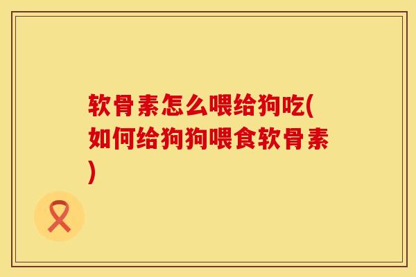 软骨素怎么喂给狗吃(如何给狗狗喂食软骨素)